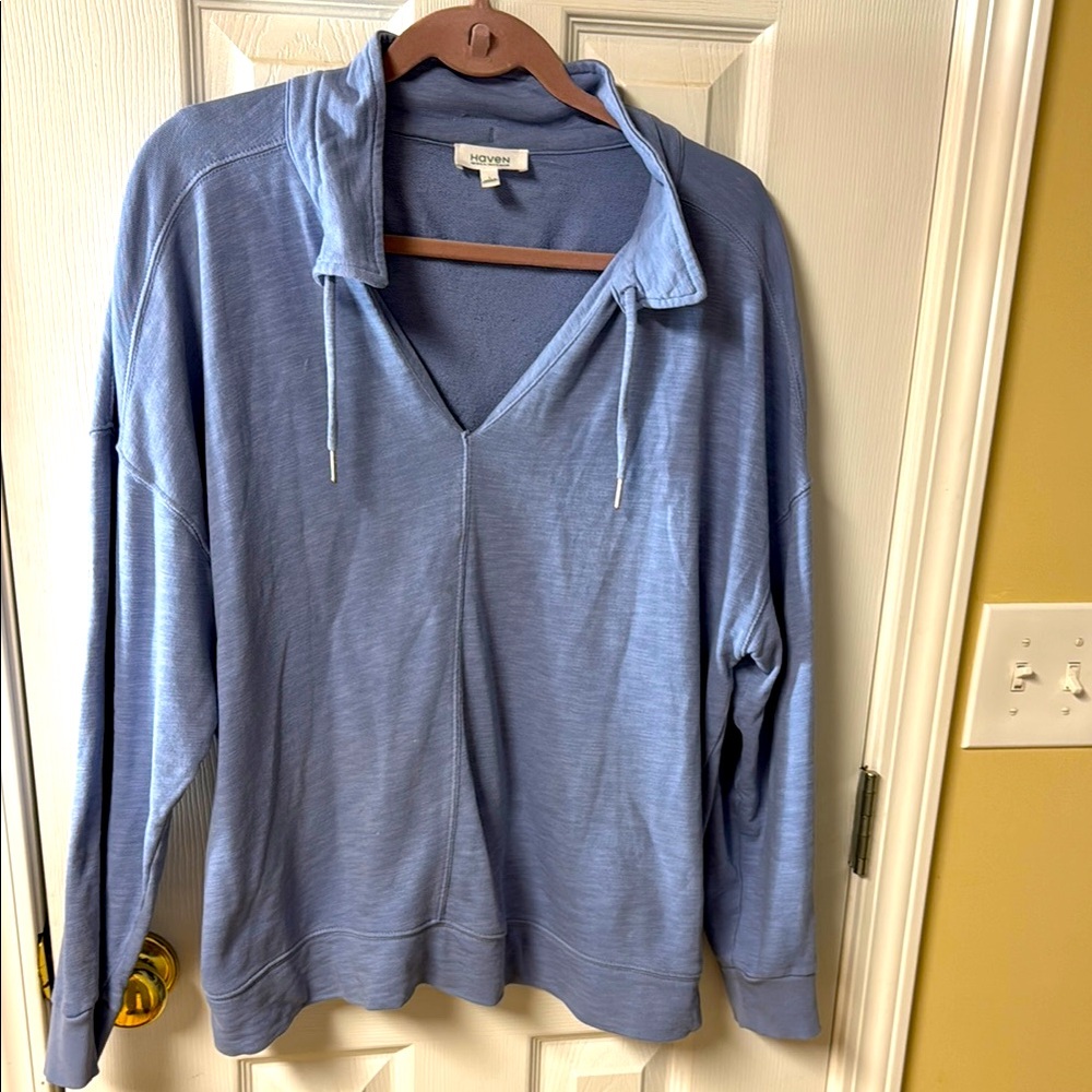 Haven Well Within light Marled Blue Pullover Knit Top. Size Large GUC